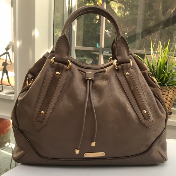 Burberry Handbags - Authentic Burberry Rare Taupe Leather Tote Bag❤️